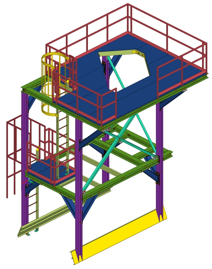 3D model of chips conveyor drive access steel structure